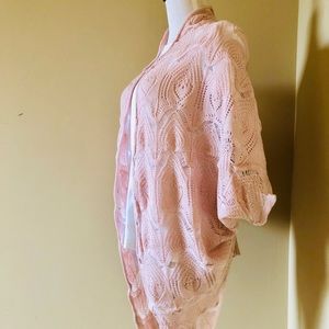 Soft Pink Knit Poncho Shawl Shrug Cardigan S/M